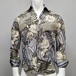 Ted Baker London Shirt Medium Abstract Floral Art Print Statement Going Out Sexy